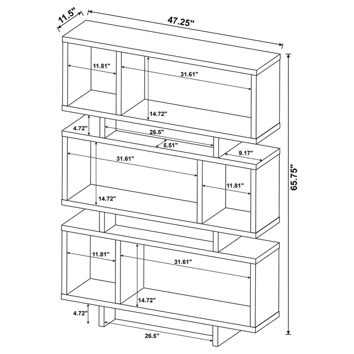 Reid 3-tier Geometric Bookcase Weathered Grey