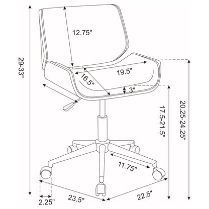 Addington Adjustable Height Office Chair Ecru and Chrome