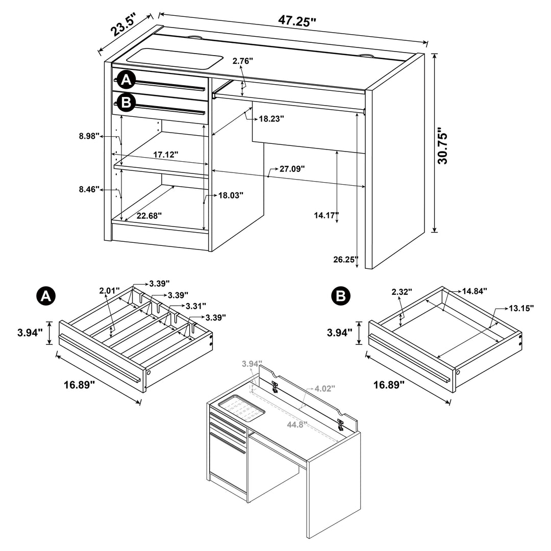 Halston Rectangular Connect-it Office Desk Cappuccino