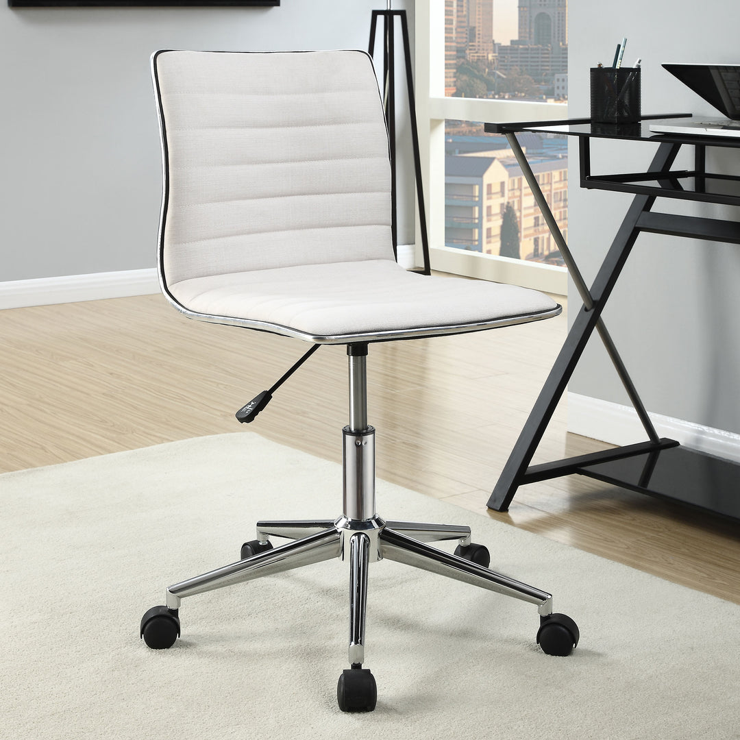 Adjustable Height Office Chair White and Chrome