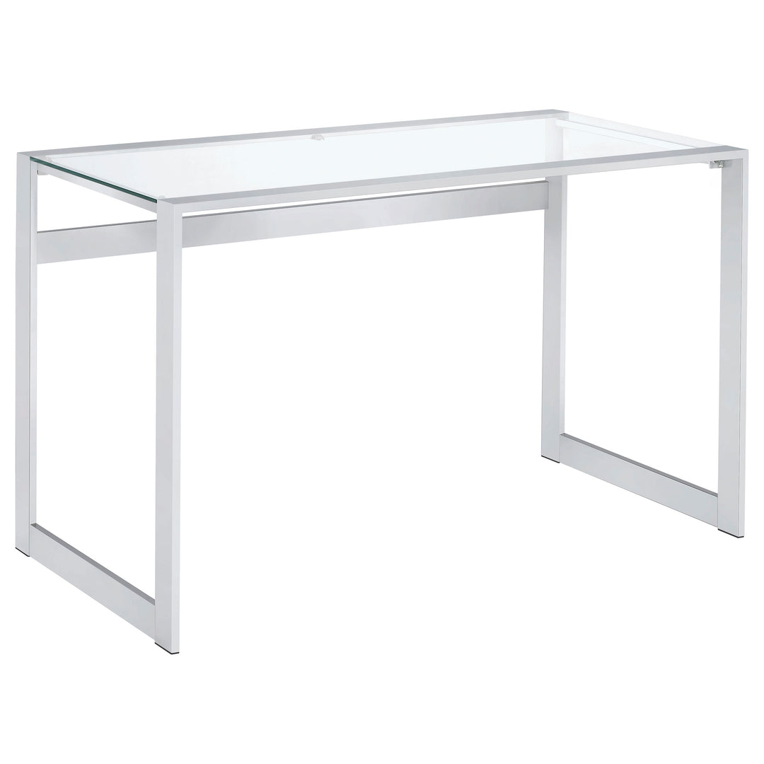 Hartford Glass Top Writing Desk Chrome