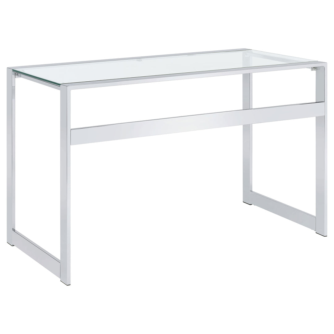 Hartford Glass Top Writing Desk Chrome