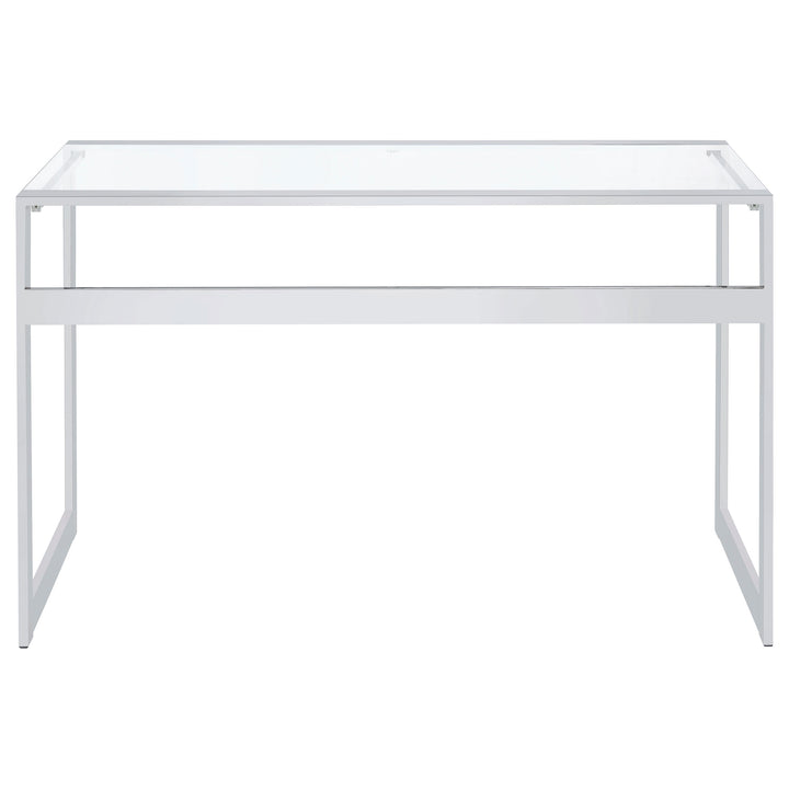 Hartford Glass Top Writing Desk Chrome