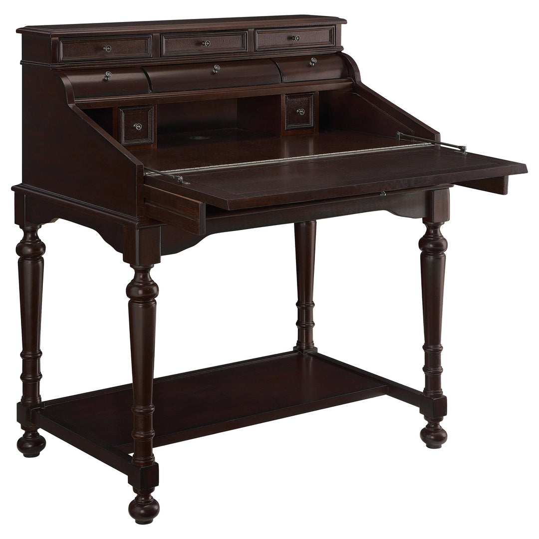 Milo 10-drawer Secretary Desk Warm Brown