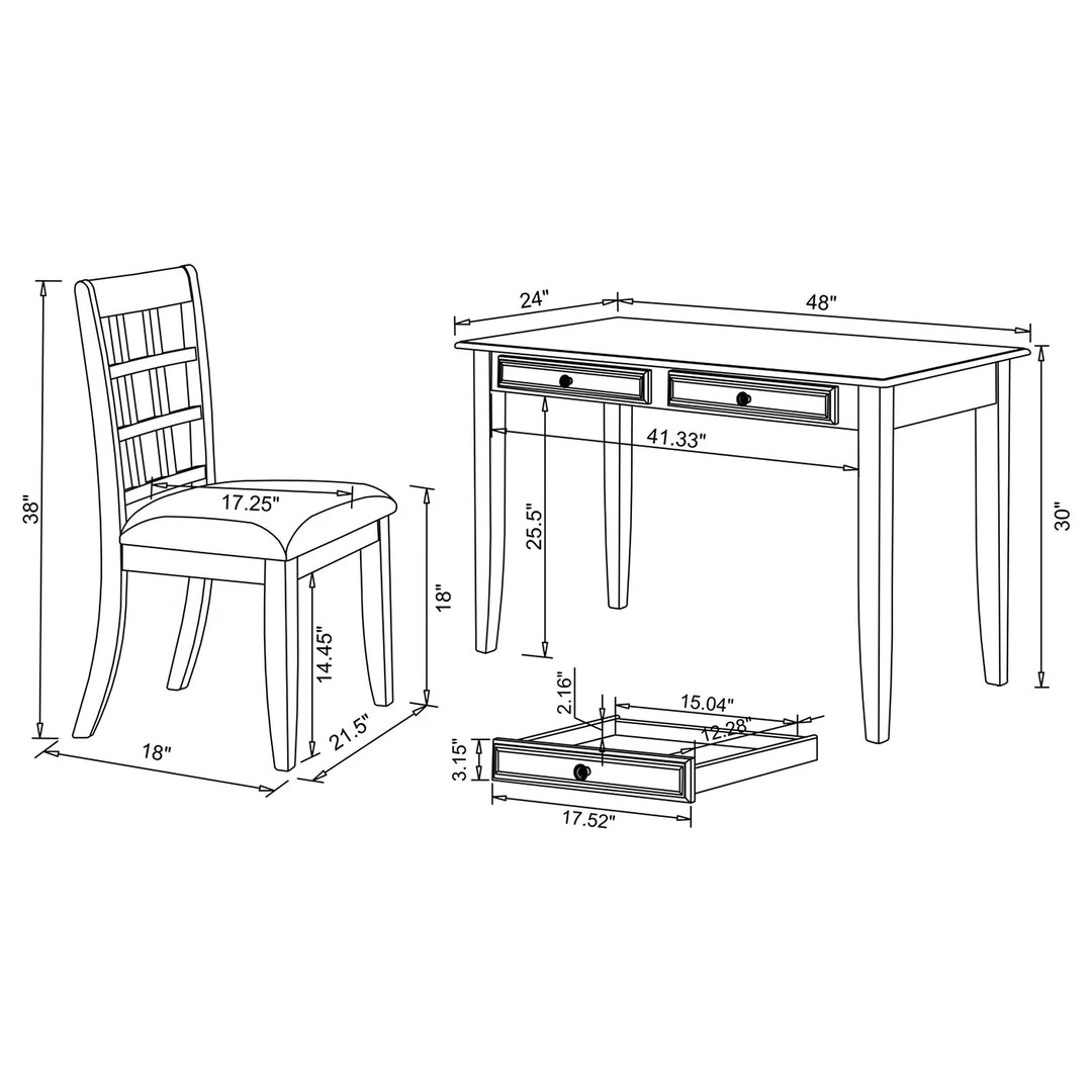 Newton 2-piece Writing Desk Set Dark Amber and Tan