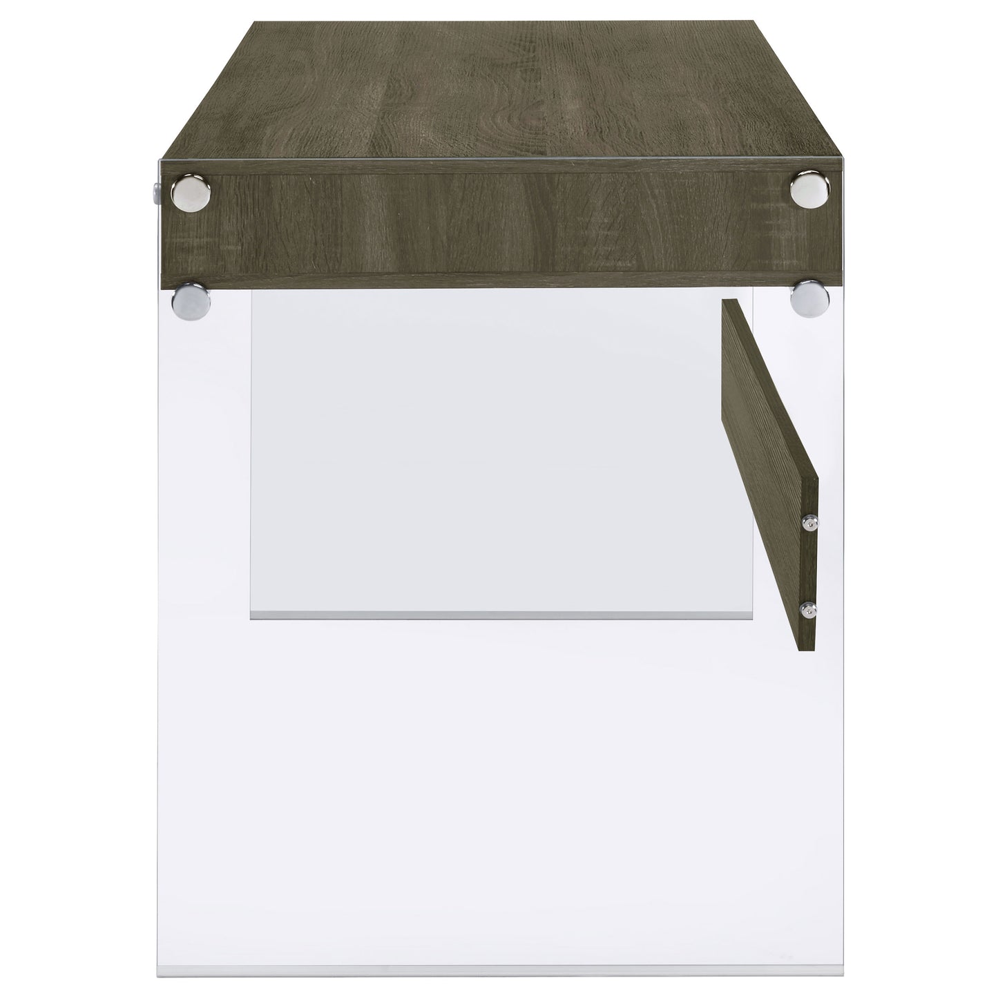 Dobrev 2-drawer Writing Desk Weathered Grey and Clear