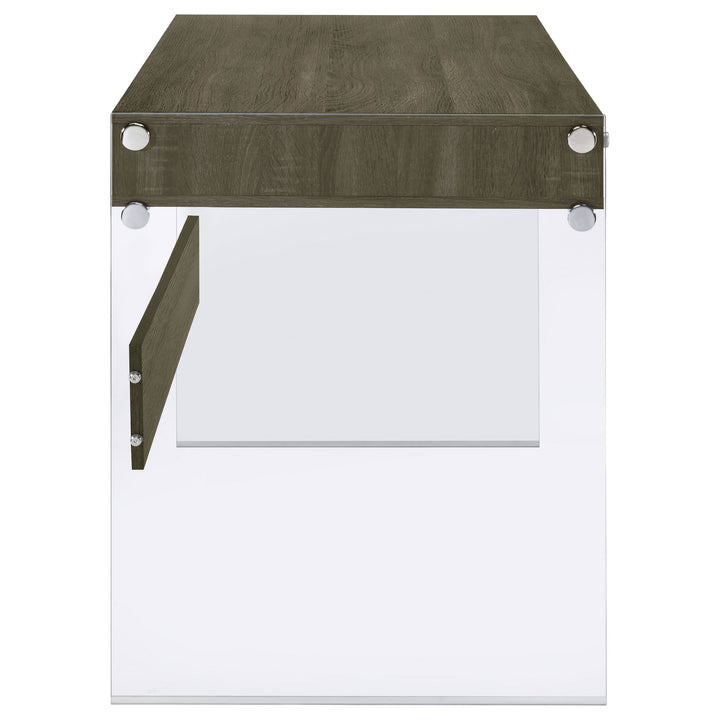 Dobrev 2-drawer Writing Desk Weathered Grey and Clear