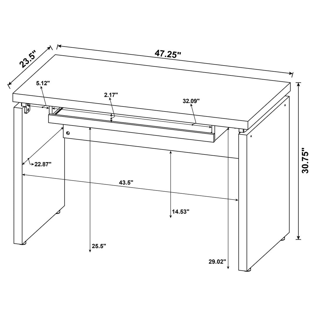 Russell Computer Desk with Keyboard Tray Black Oak