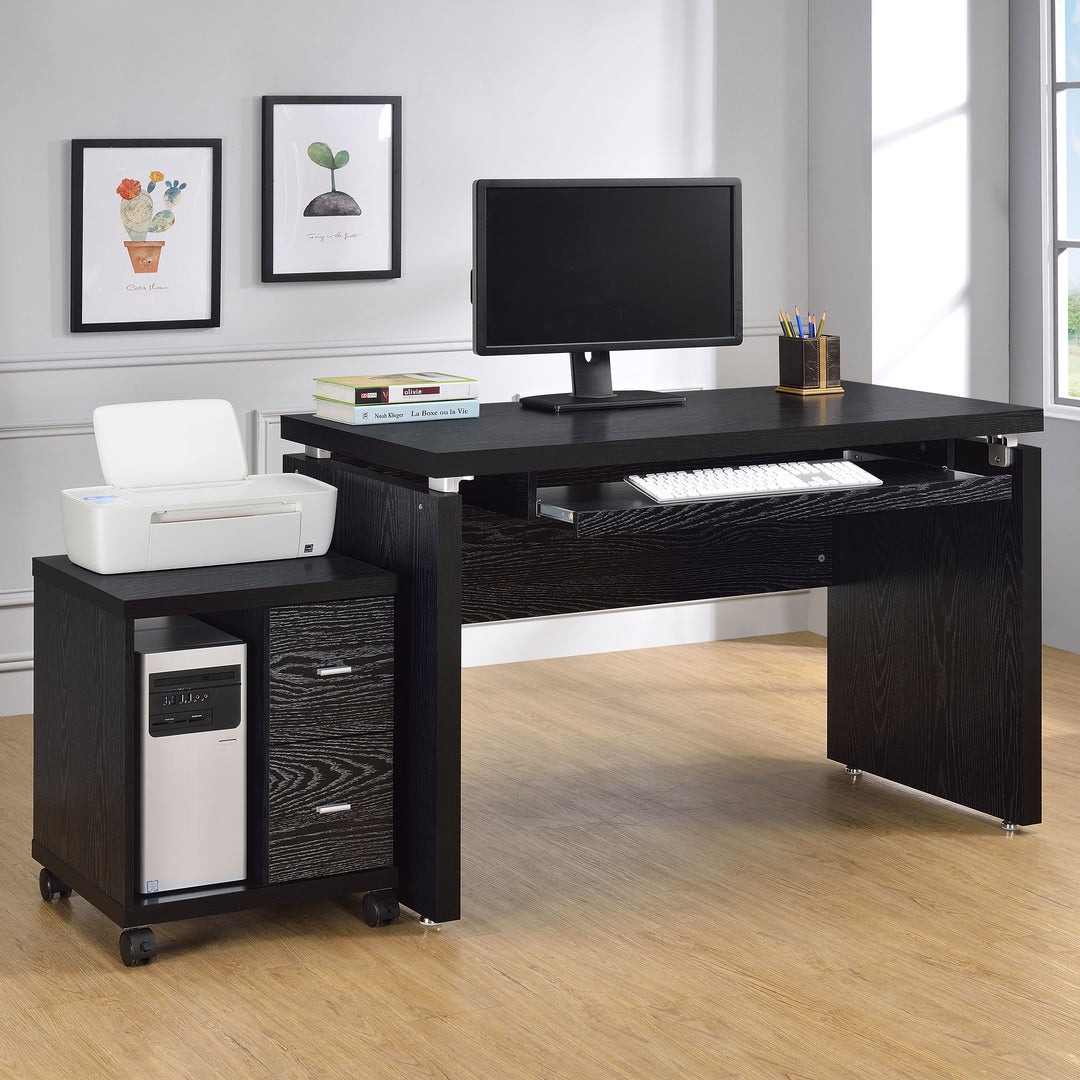 Russell Computer Desk with Keyboard Tray Black Oak