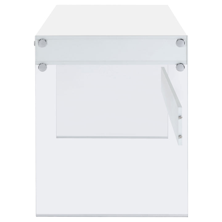 Dobrev 2-drawer Writing Desk Glossy White and Clear