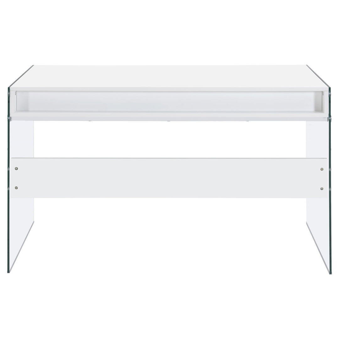 Dobrev 2-drawer Writing Desk Glossy White and Clear