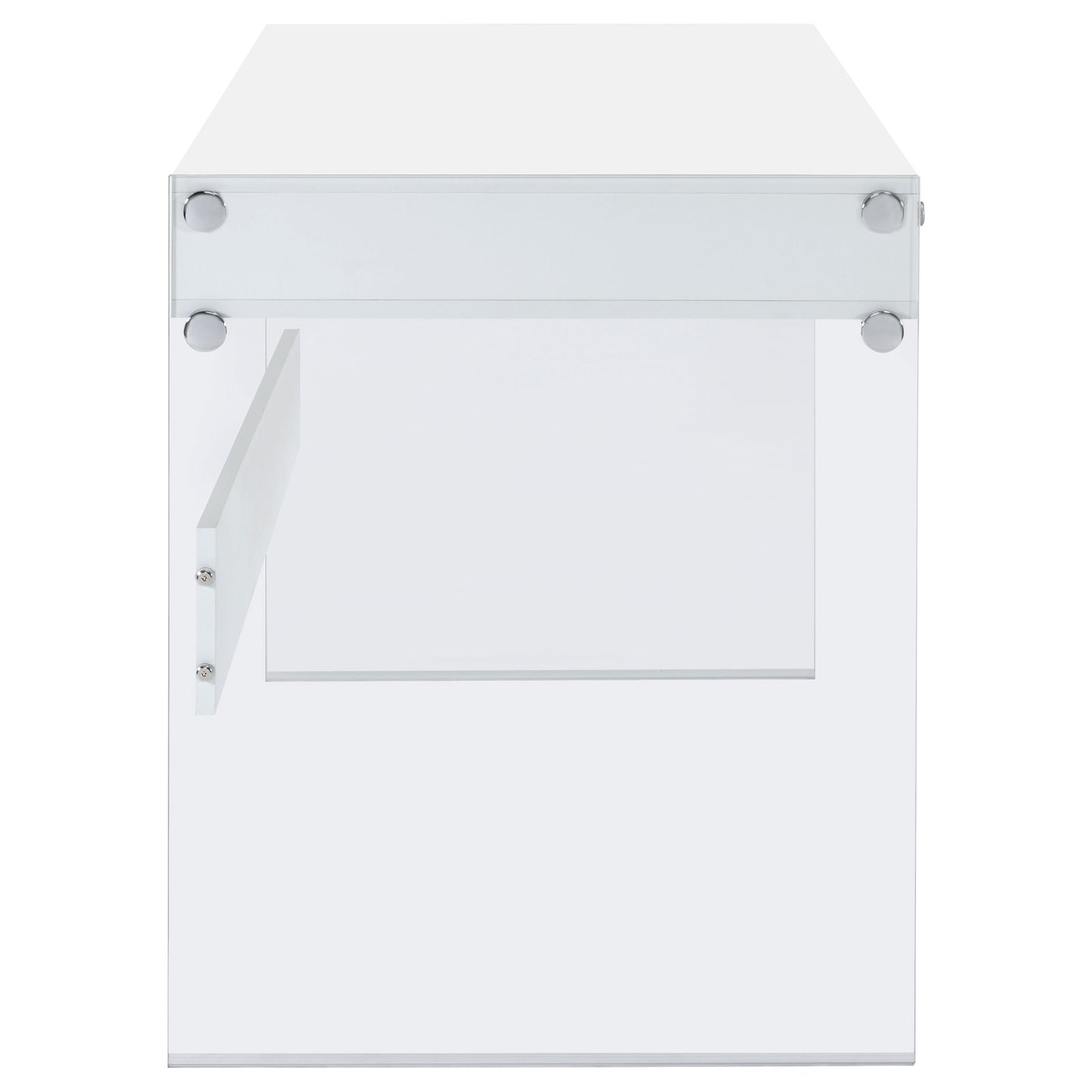 Dobrev 2-drawer Writing Desk Glossy White and Clear