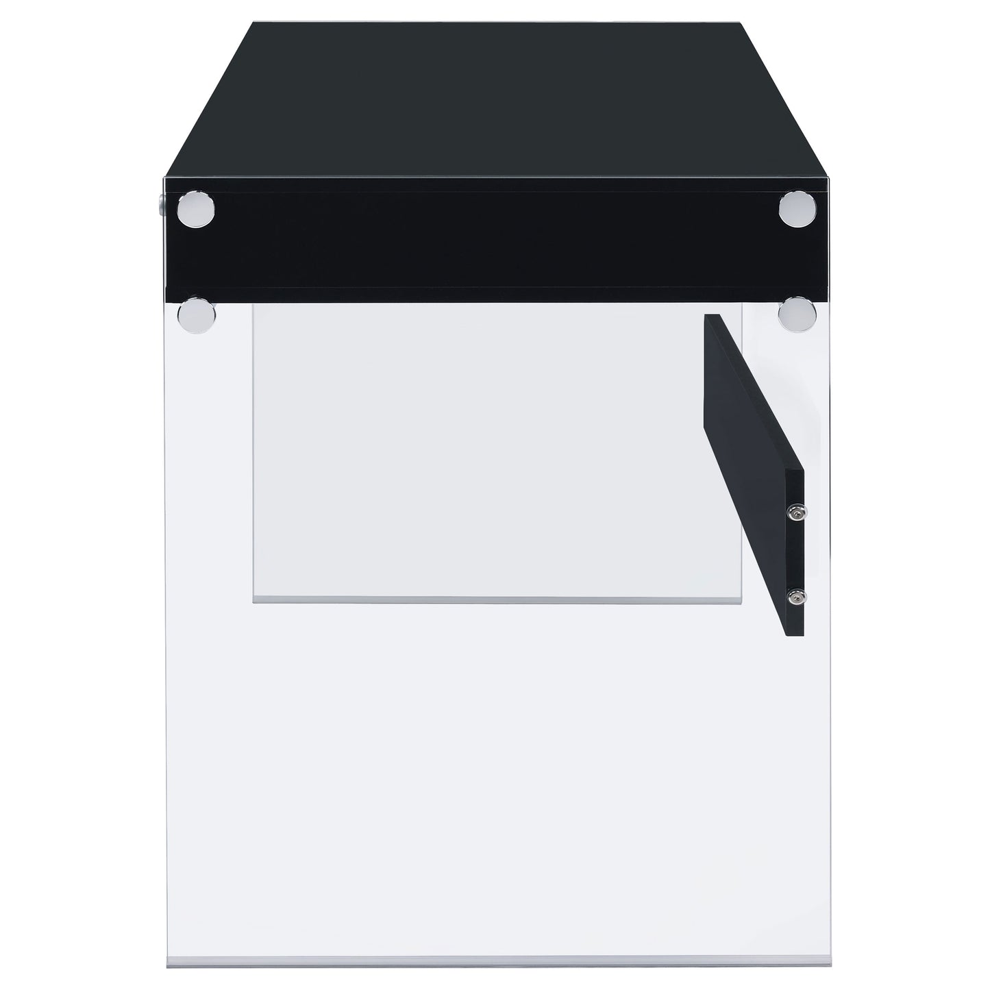 Dobrev 2-drawer Writing Desk Glossy Black and Clear