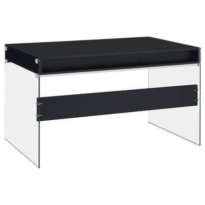 Dobrev 2-drawer Writing Desk Glossy Black and Clear