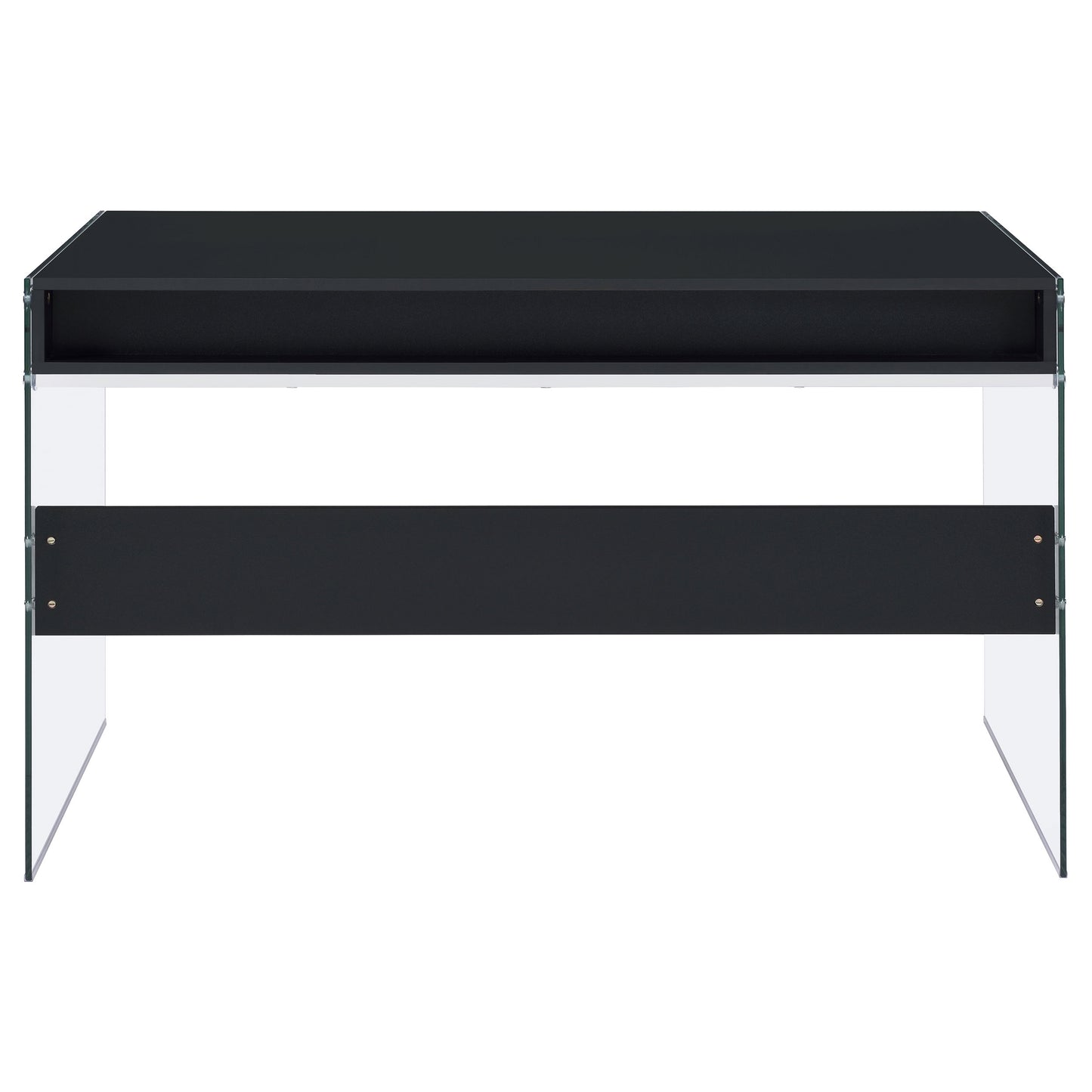 Dobrev 2-drawer Writing Desk Glossy Black and Clear