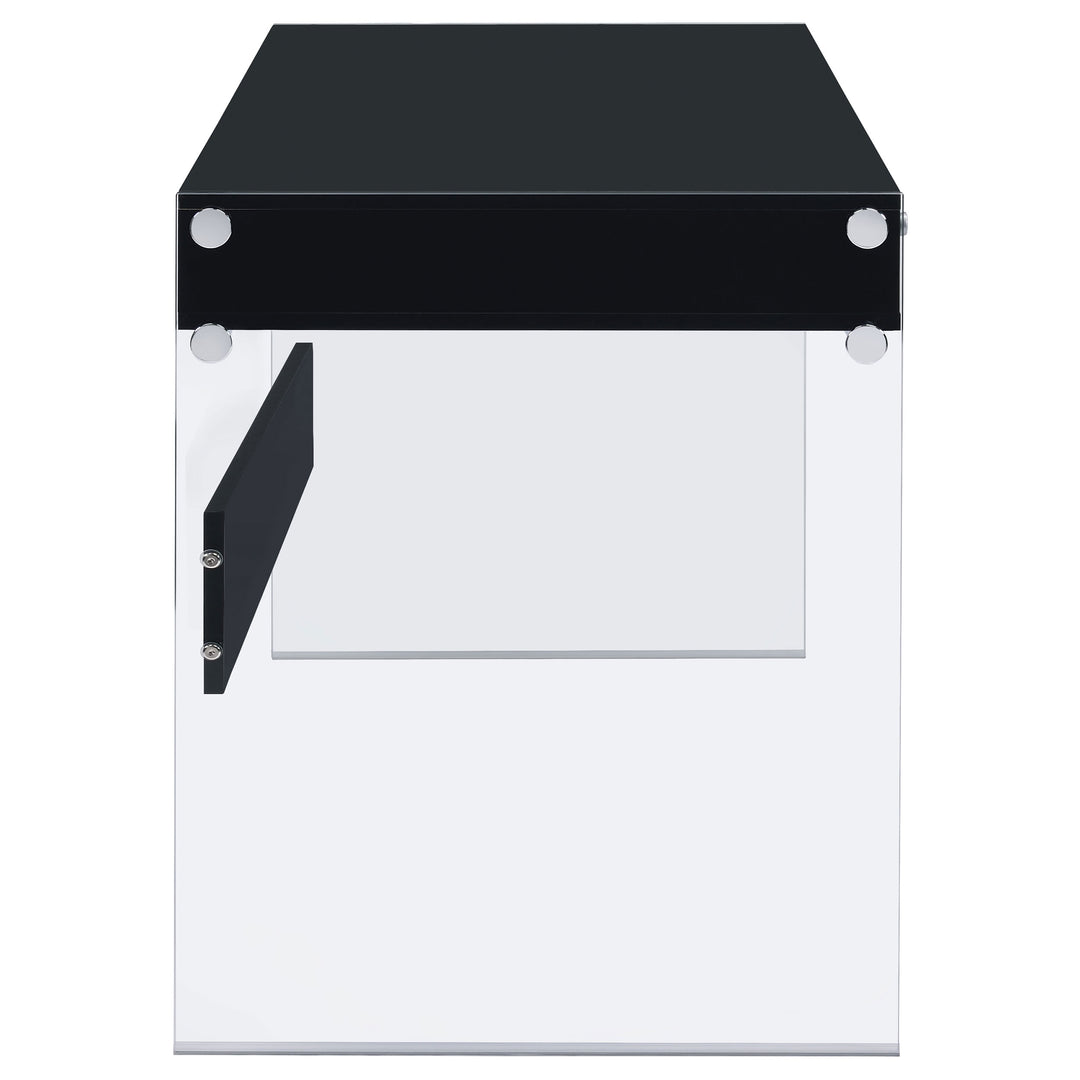 Dobrev 2-drawer Writing Desk Glossy Black and Clear