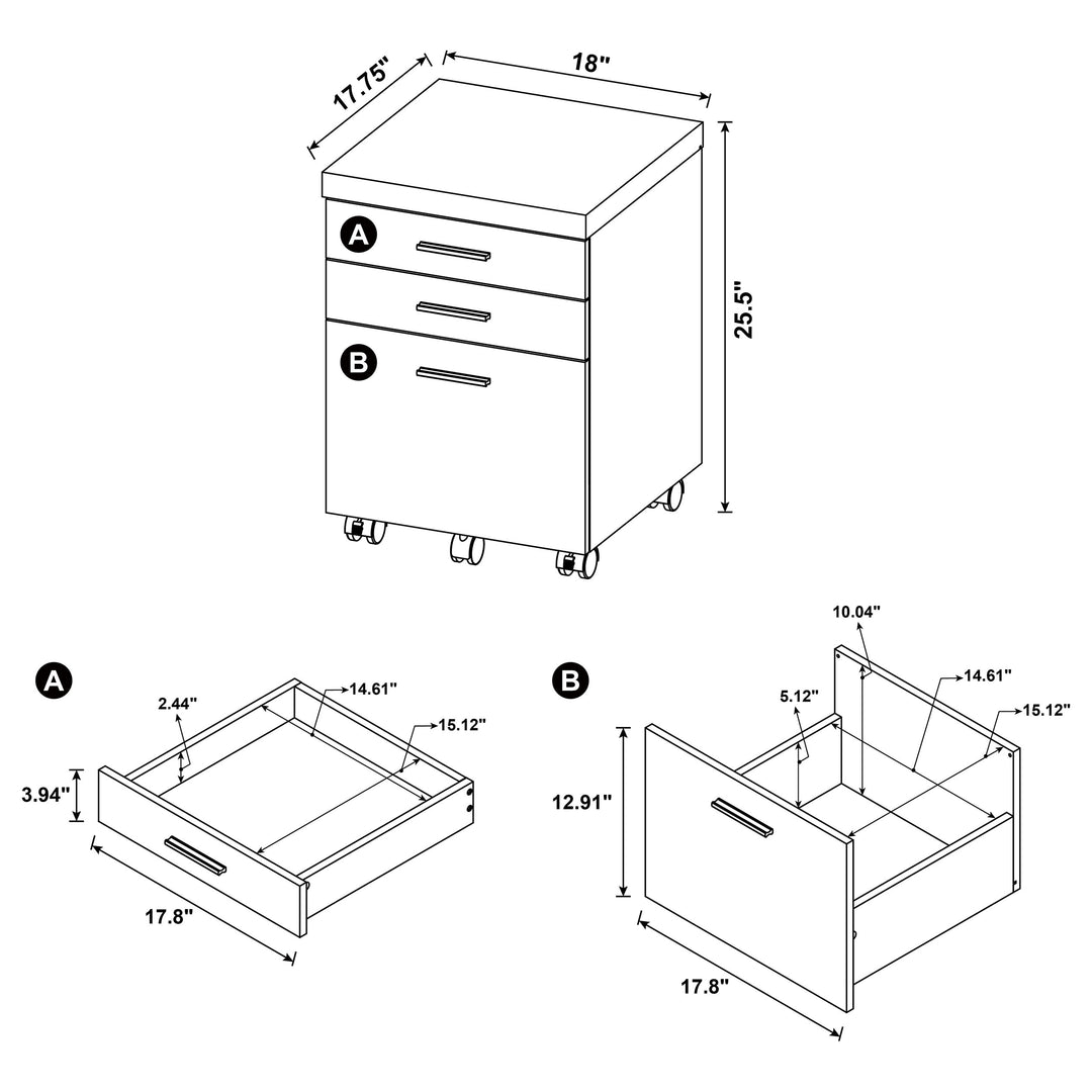 Skylar 3-drawer Mobile File Cabinet Cappuccino