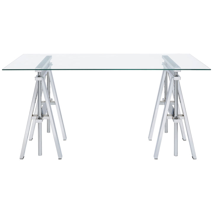 Statham Glass Top Adjustable Writing Desk Clear and Chrome