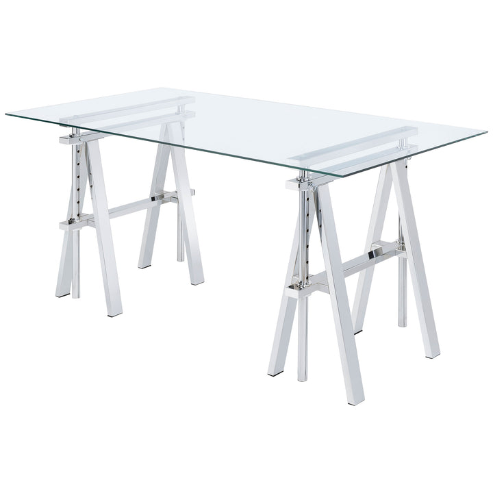 Statham Glass Top Adjustable Writing Desk Clear and Chrome