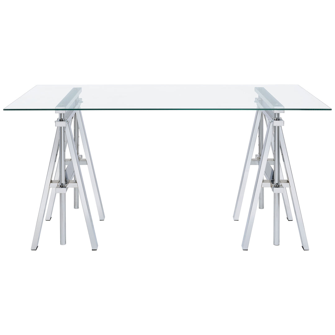 Statham Glass Top Adjustable Writing Desk Clear and Chrome