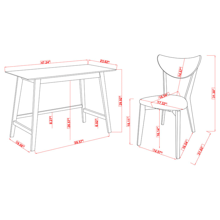 Karri 2-piece Writing Desk Set Walnut