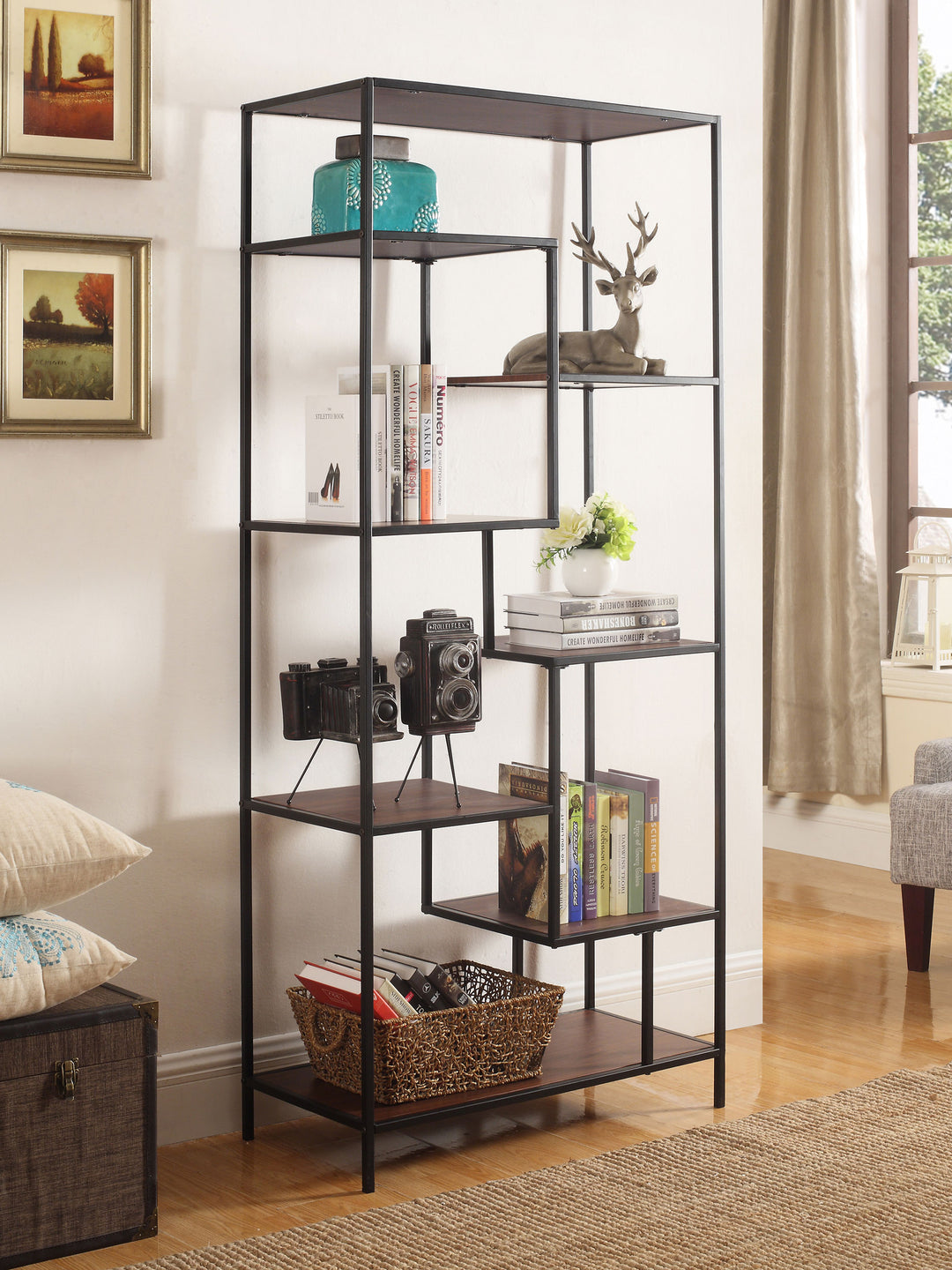 Asher 7-shelf Bookcase Walnut