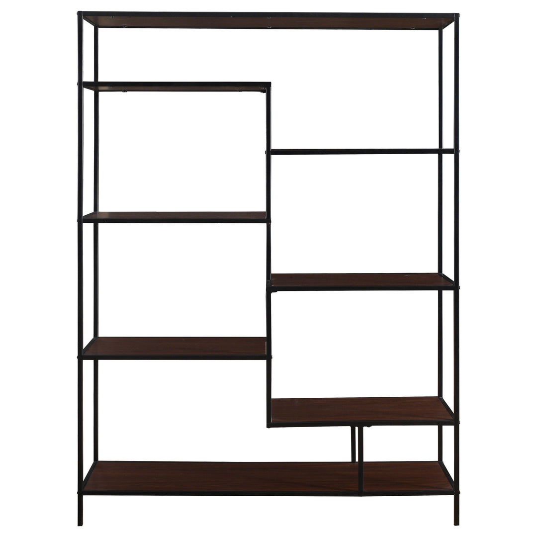 Asher 7-shelf Geometric Bookcase Walnut