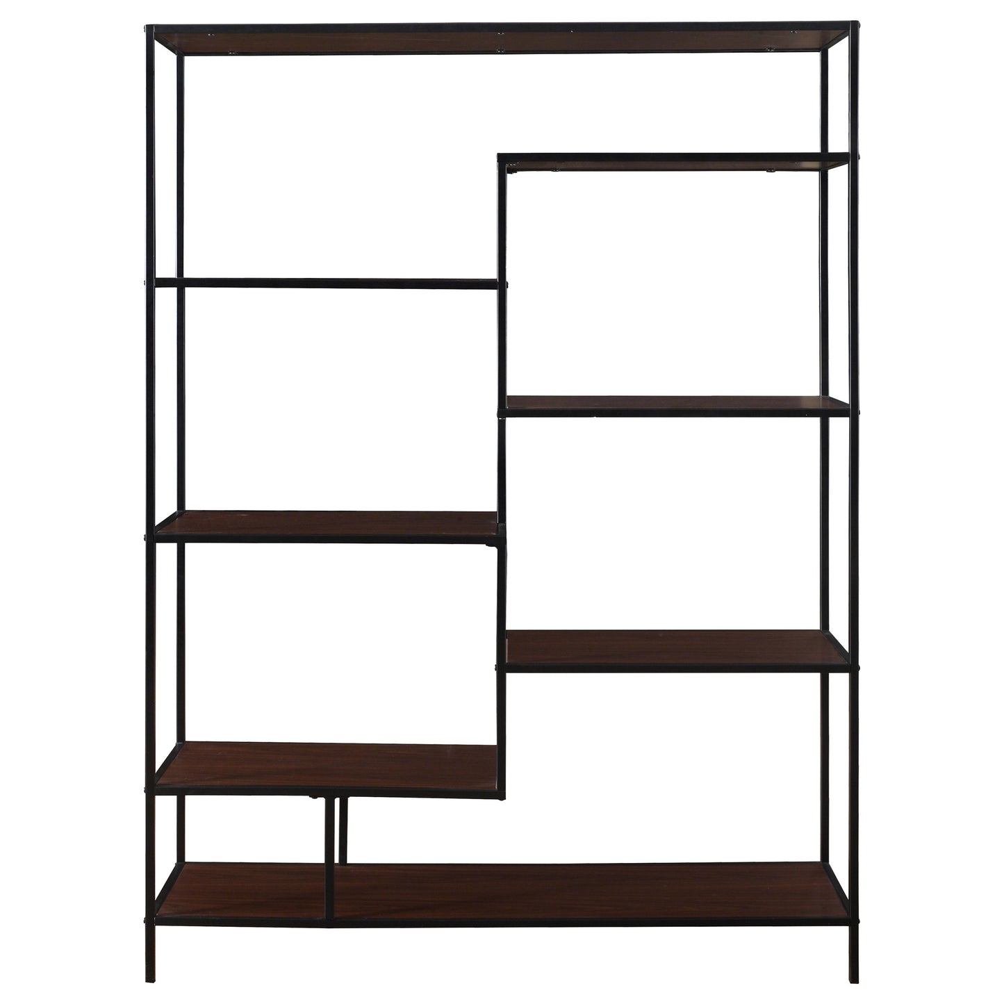 Asher 7-shelf Geometric Bookcase Walnut