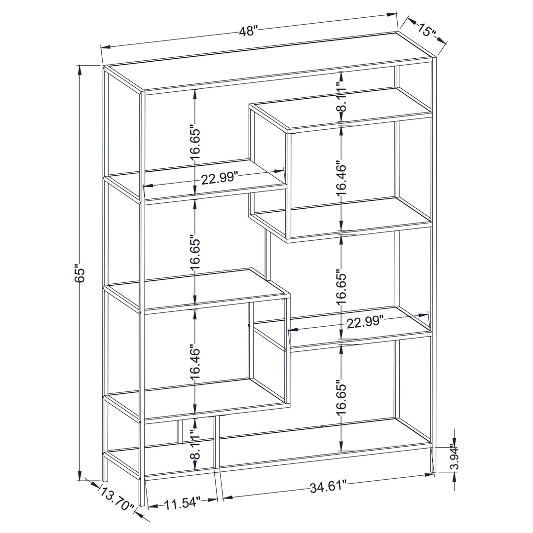 Asher 7-shelf Geometric Bookcase Walnut