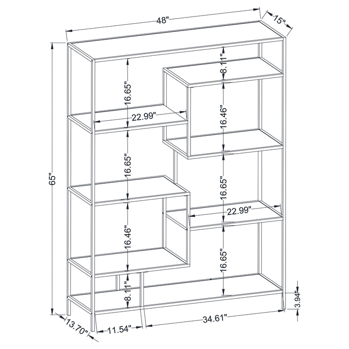 Asher 7-shelf Geometric Bookcase Walnut