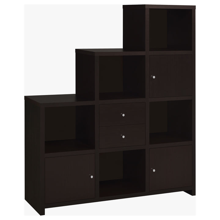 Spencer Bookcase with Cube Storage Compartments Cappuccino