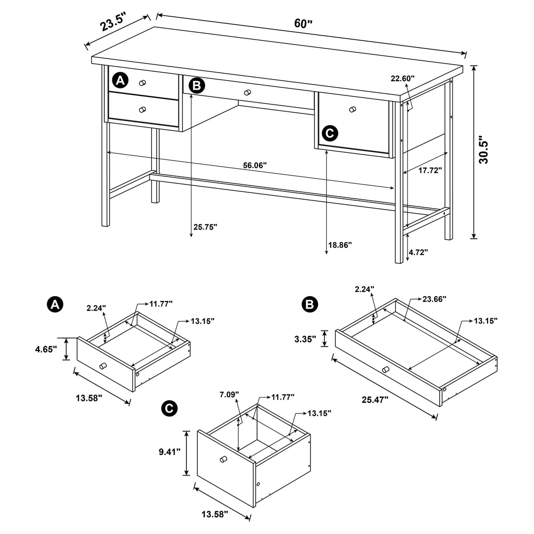 Kemper 4-drawer Writing Desk Salvaged Cabin