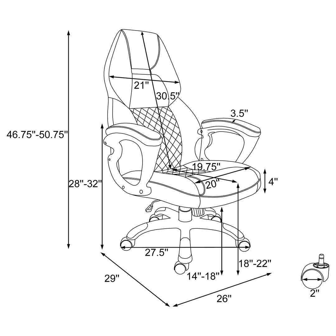 Bruce Adjustable Height Office Chair Black and Silver