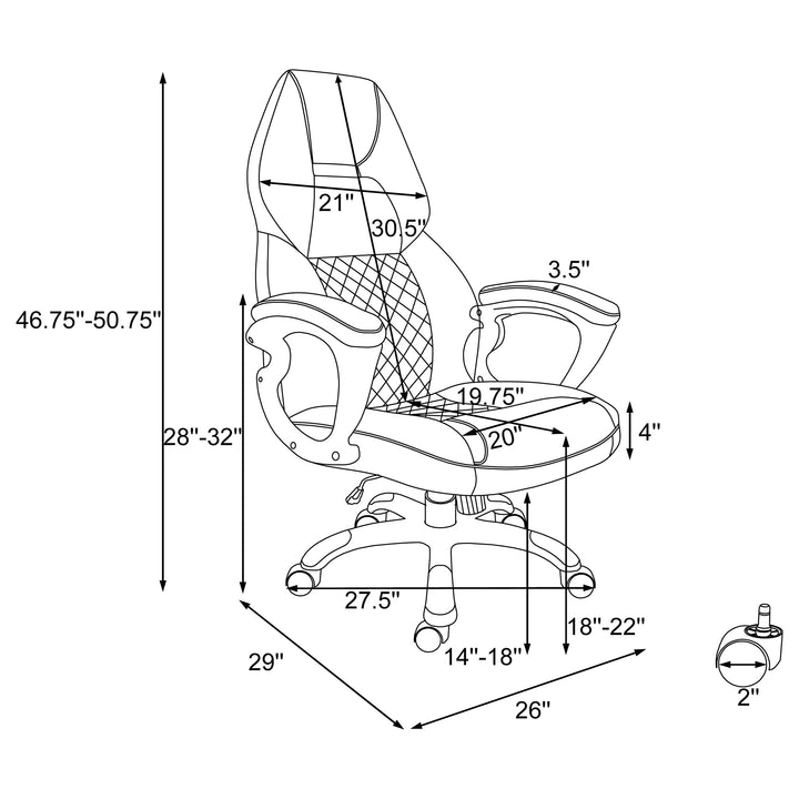 Bruce Adjustable Height Office Chair Black and Silver