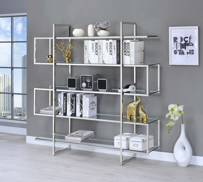 Elmer 5-shelf Bookcase Chrome and Clear