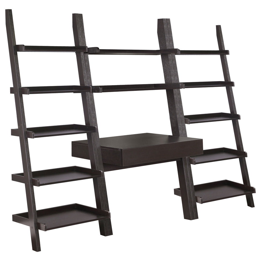 Colella 3-piece 1-drawer Ladder Desk Set Cappuccino