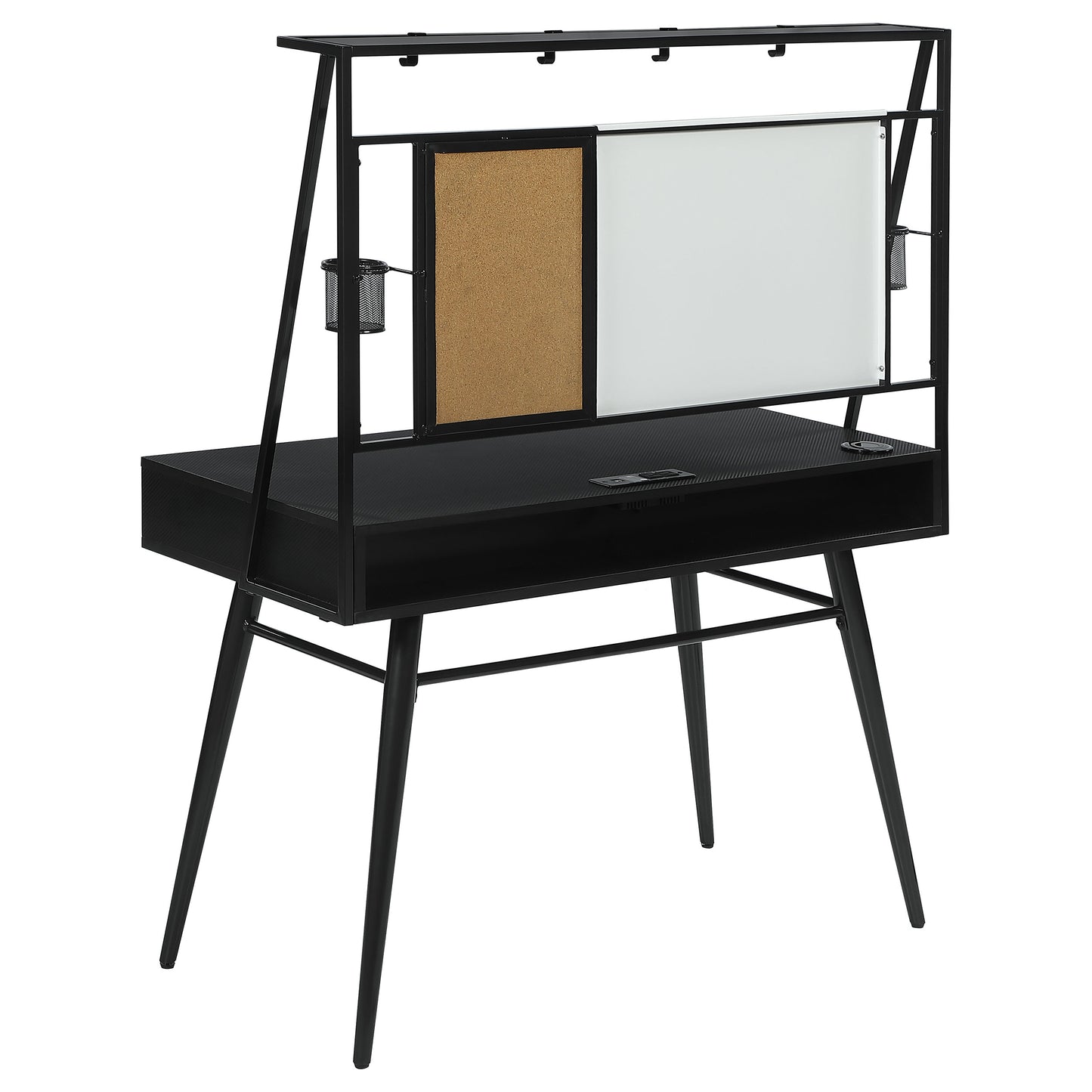 Jessie Writing Desk with USB Ports Black and Gunmetal