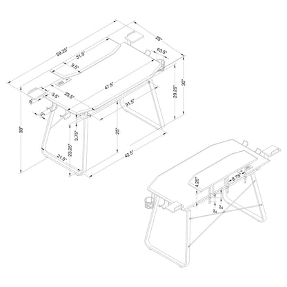 Alfie Gaming Desk with USB Ports Gunmetal