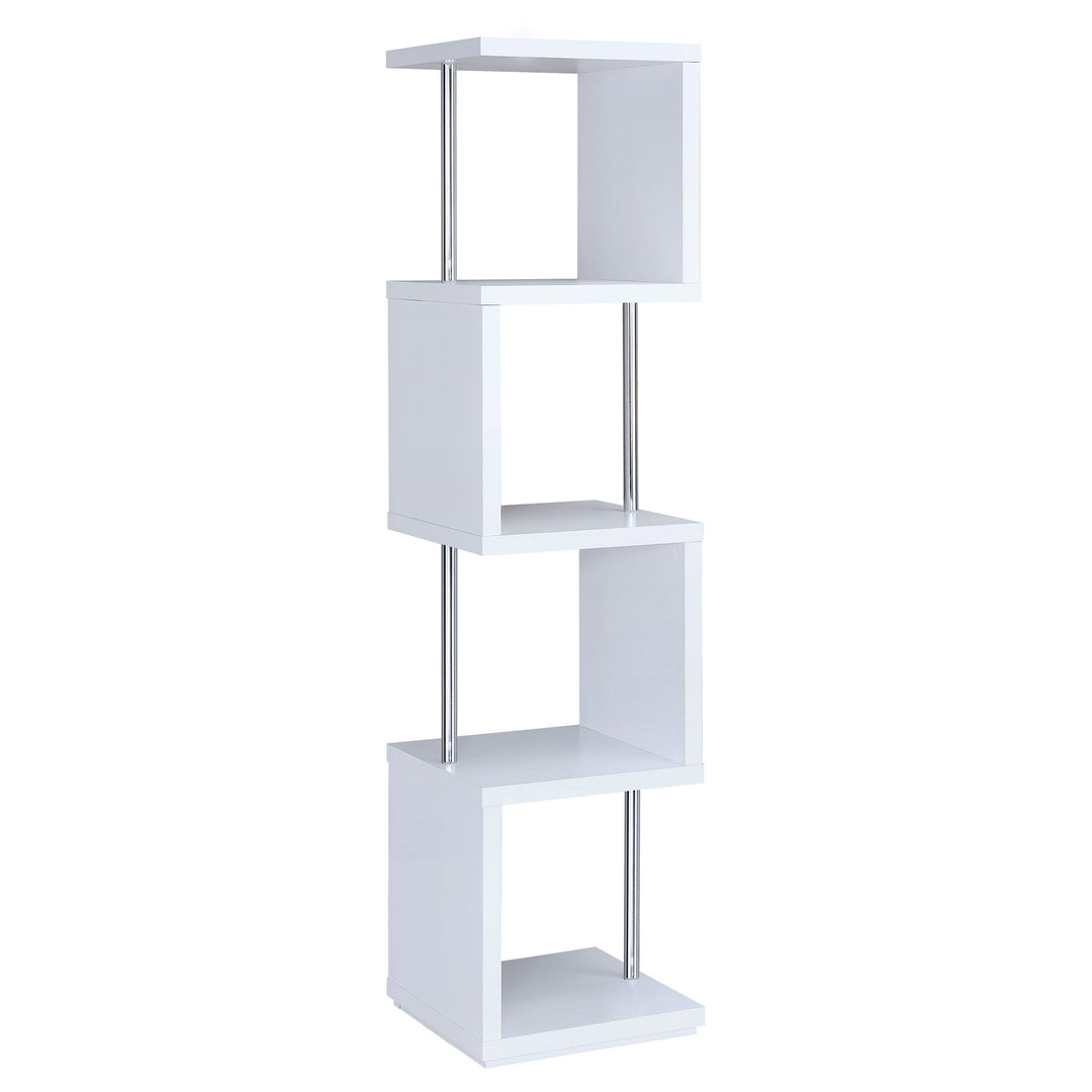 Baxter 4-shelf Bookcase White and Chrome