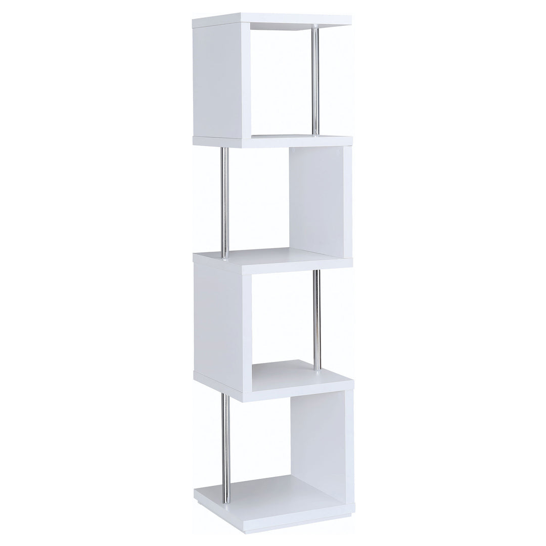 Baxter 4-shelf Bookcase White and Chrome