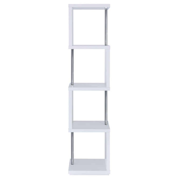 Baxter 4-shelf Bookcase White and Chrome