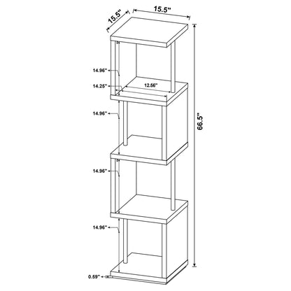 Baxter 4-shelf Bookcase White and Chrome