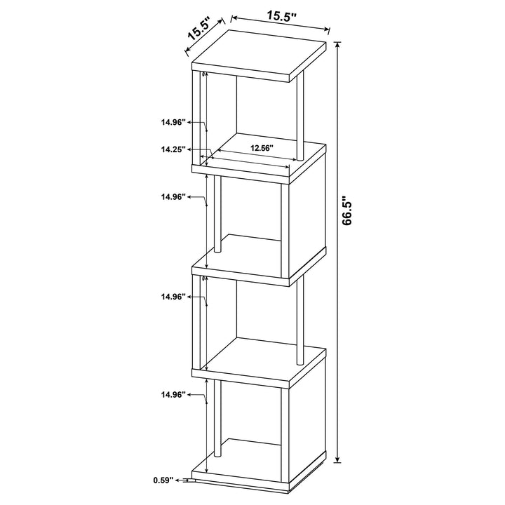 Baxter 4-shelf Bookcase White and Chrome