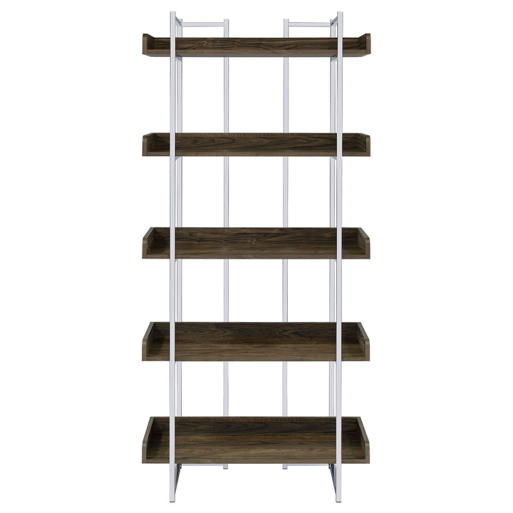 Angelica 5-shelf Bookcase Walnut and Chrome