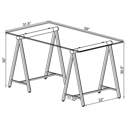 Patton World Map Writing Desk Nickel and Printed Clear