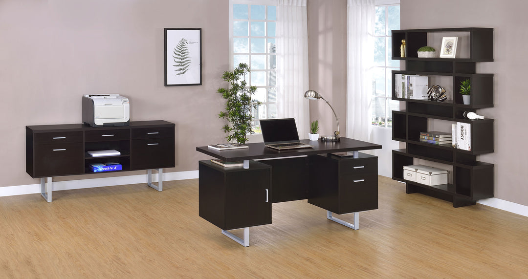 Lawtey Rectangular Storage Office Desk Cappuccino