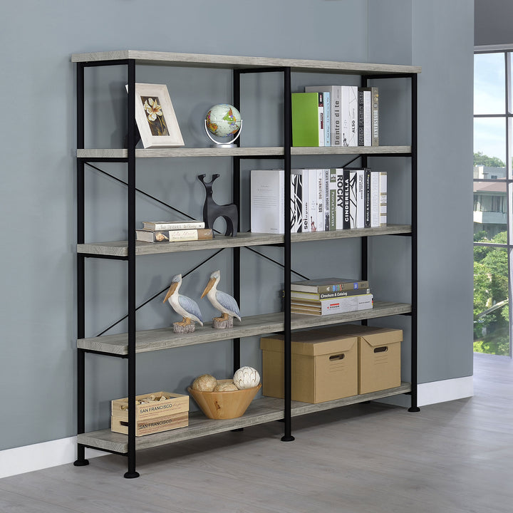 Analiese 4-shelf Open Bookcase Grey Driftwood