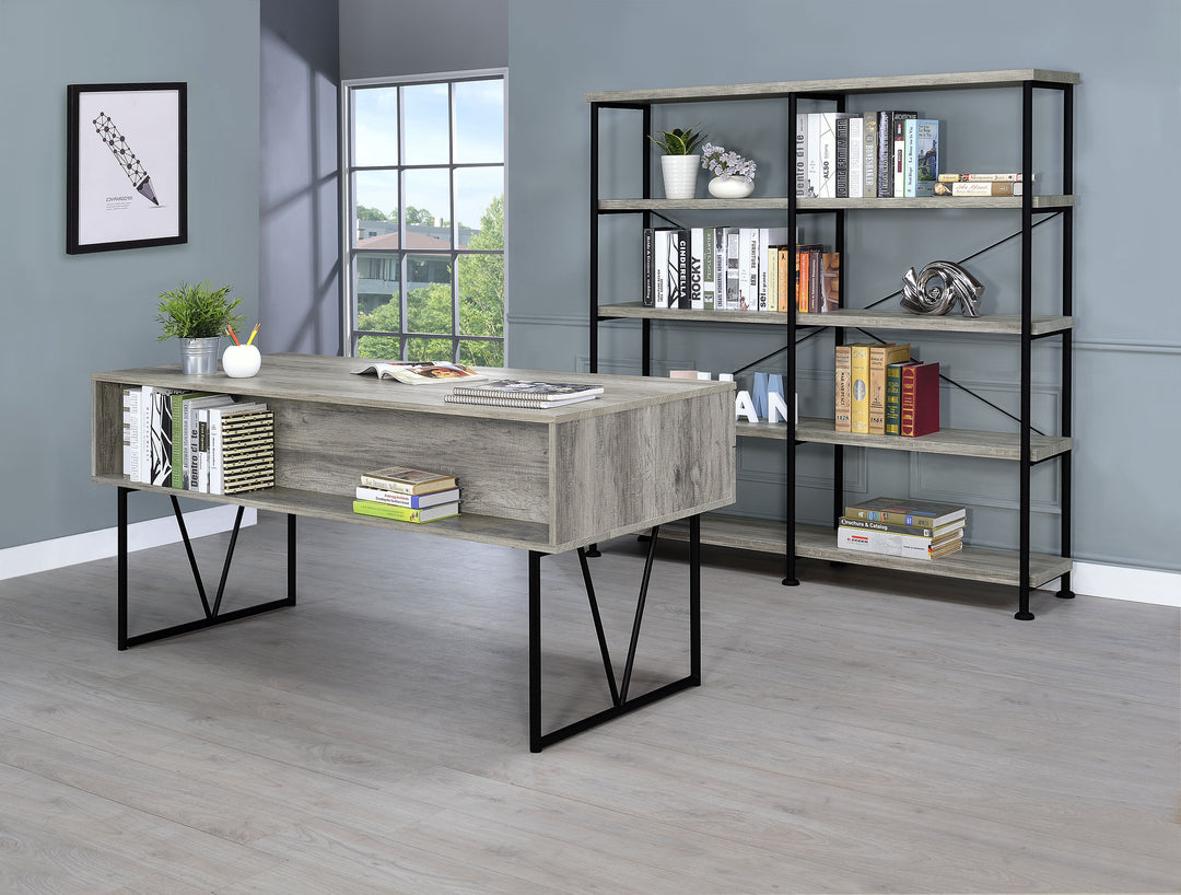 Analiese 4-shelf Open Bookcase Grey Driftwood