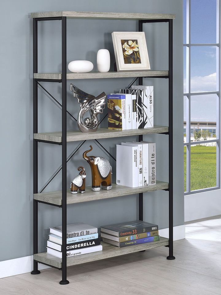 Analiese 4-shelf Bookcase Grey Driftwood