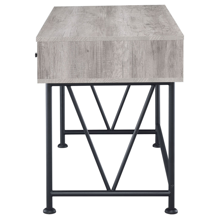 Analiese 3-drawer Writing Desk Grey Driftwood and Black